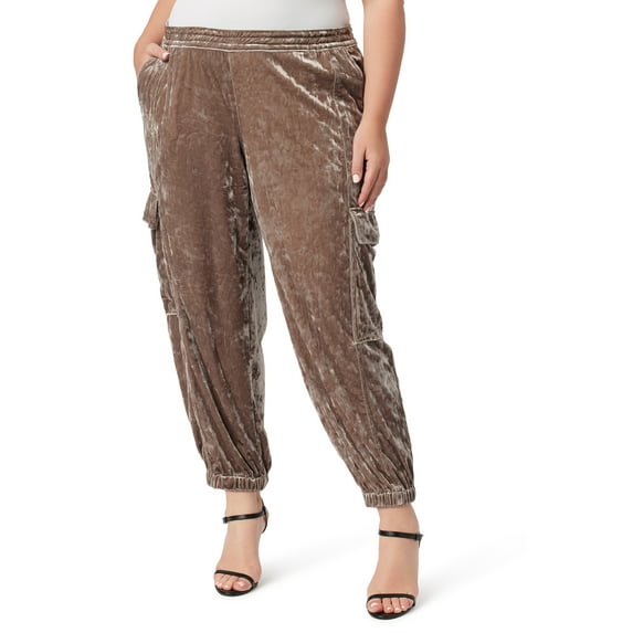 Jessica Simpson Women's and Women's Plus Size Crushed Velvet Cargo Pants, Sizes XS-4X