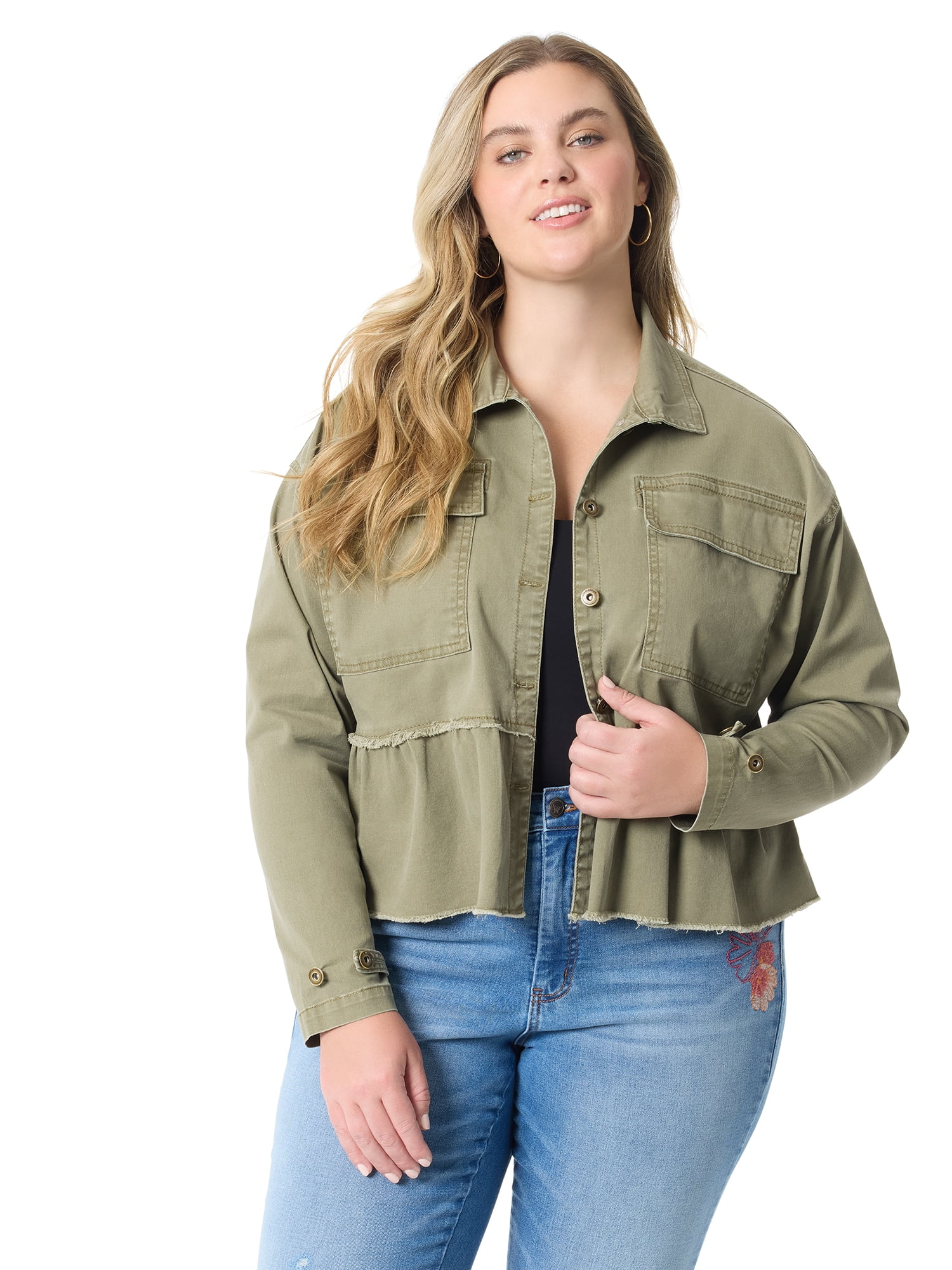 ジャケット・アウター Utility Jacket Free Assembly Women's Belted Cotton Utility Jacket, Sizes XS