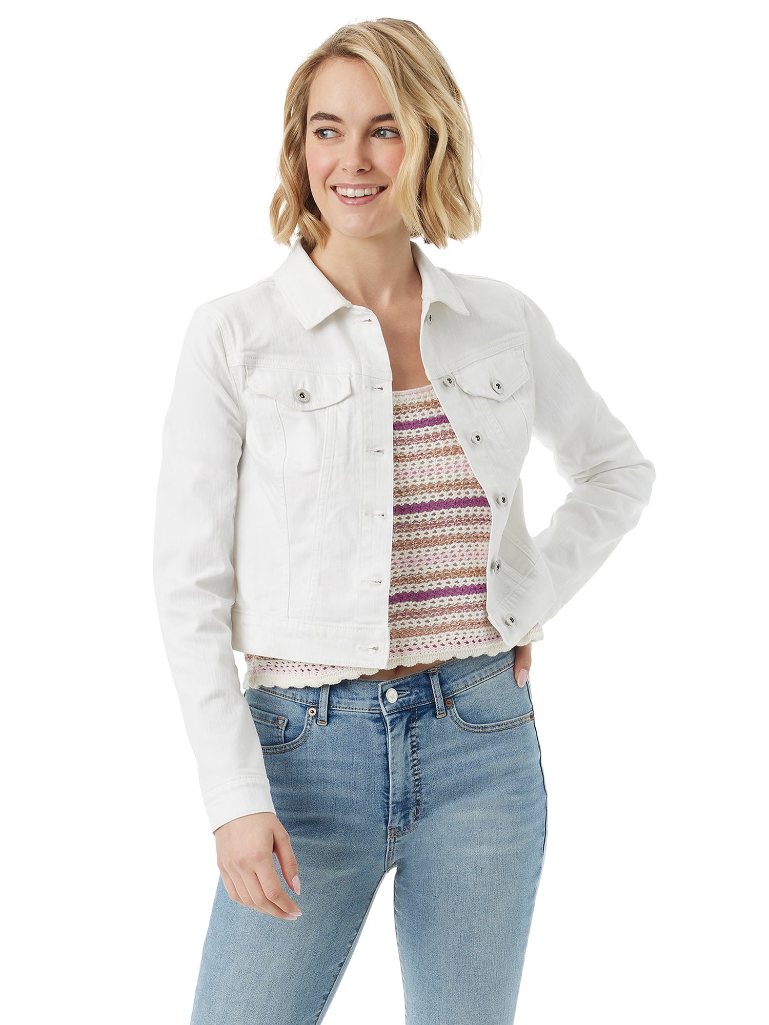 Jessica Simpson Women's and Women's Plus Uptown Jean Cropped Denim Jacket