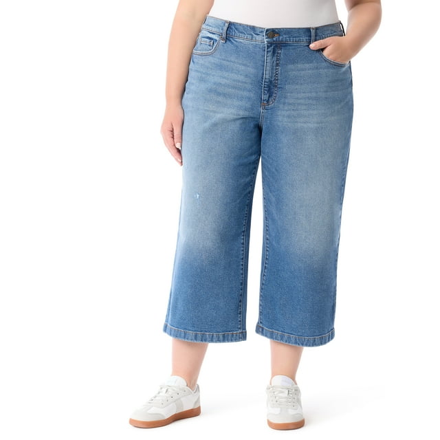 Jessica Simpson Women's and Women's Plus Wide Leg Crop Jeans, Sizes 2-26W