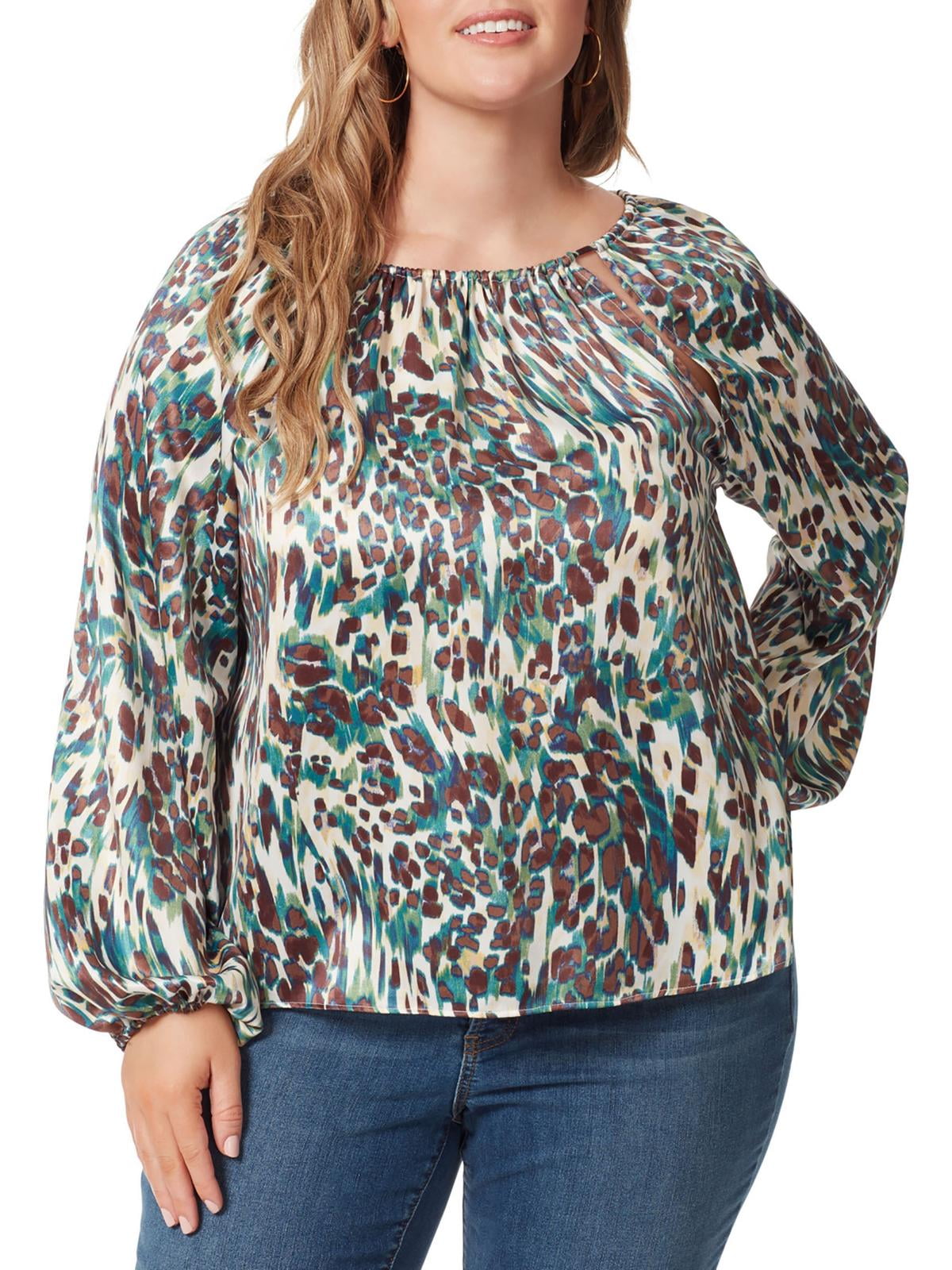 Jessica Simpson Womens Animal Print Cut Out Blouse