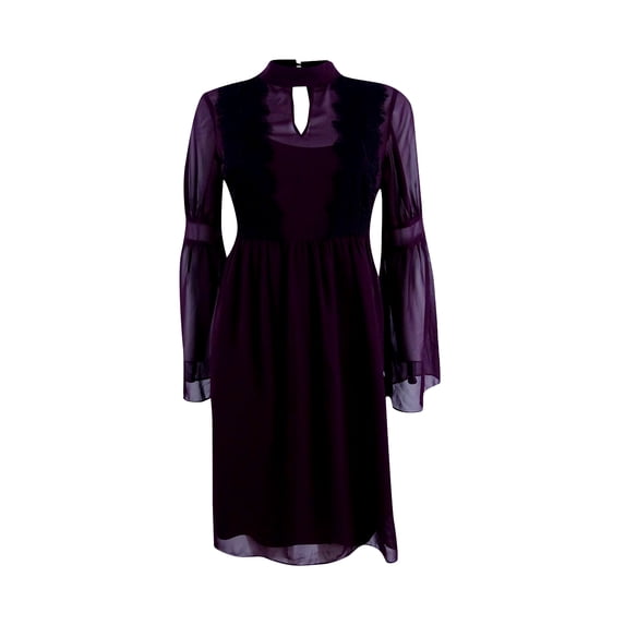 JESSICA SIMPSON $98 Womens New 1486 Purple Bell Sleeve Fit + Flare Dress 4 B+B