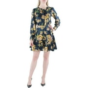 Jessica Simpson Womens Davina Floral Mini Fit & Flare Dress