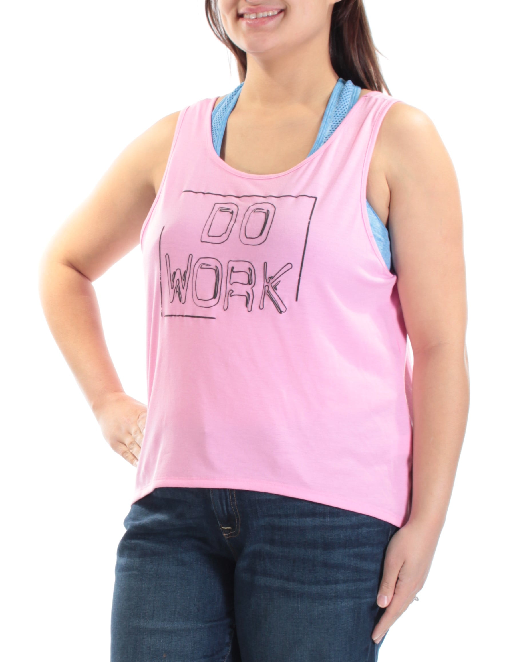 JESSICA SIMPSON Womens Pink Tie Low Back Do Work Sleeveless Scoop Neck Top  Size: XL