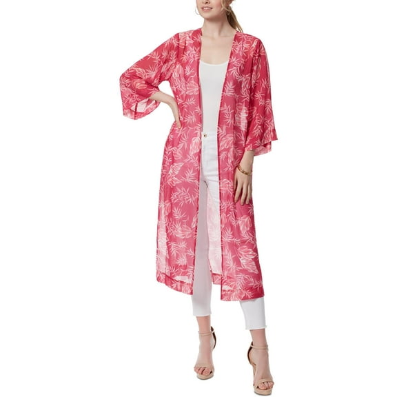 Jessica Simpson Womens Floral Print Long Kimono