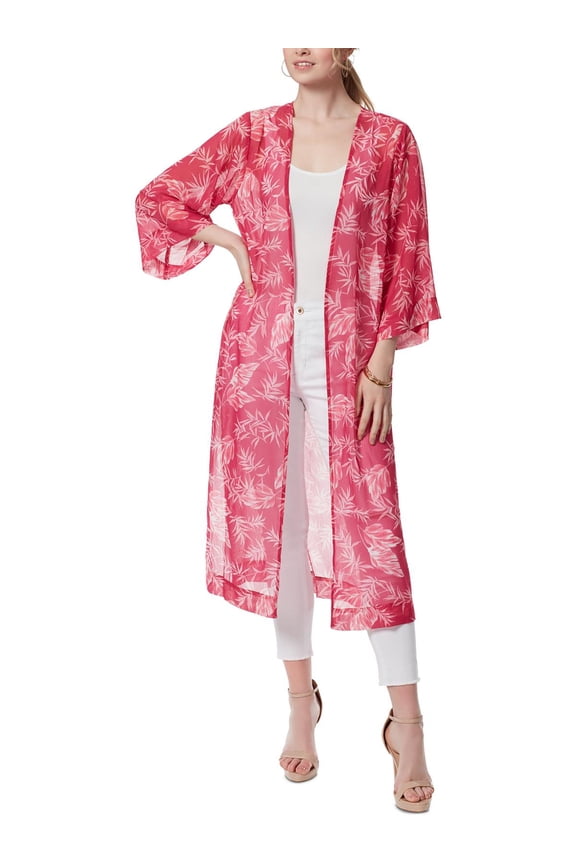 Womens Floral Print Long Kimono