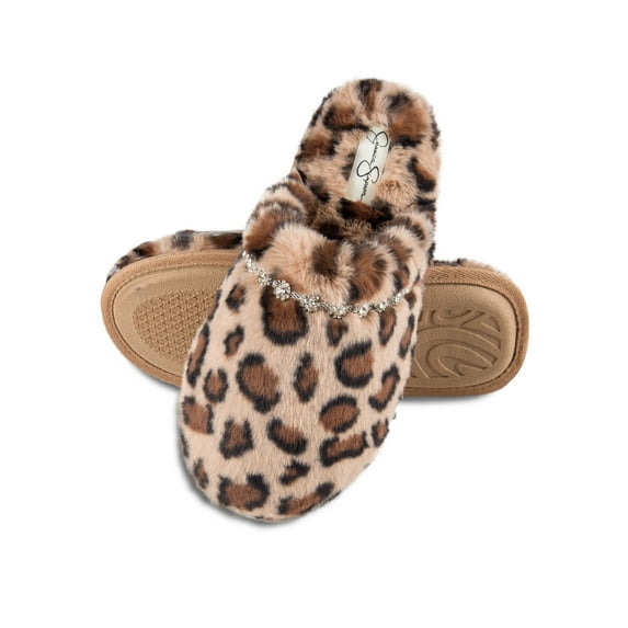 Jessica Simpson Womens Indoor/Outdoor Plush Bejeweled Slip-On Scuff Slippers