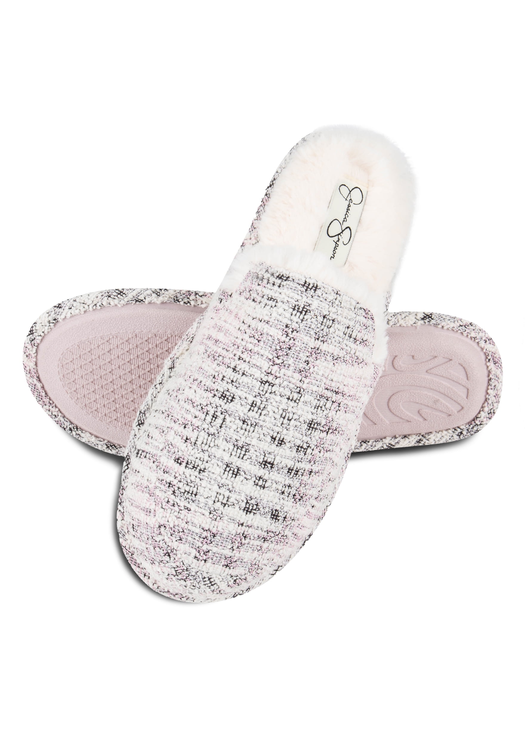 Jessica Simpson Womens Indoor Outdoor Plush Open Back Smoking Slippers