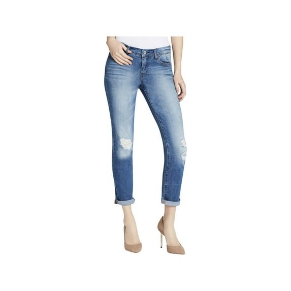Jessica Simpson Womens Juniors Mika Best Friend Mid-Rise Ripped Skinny Jeans