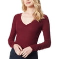 thumbnail image 1 of Jessica Simpson Womens Kira Ribbed V-Neck Bodysuit, 1 of 2