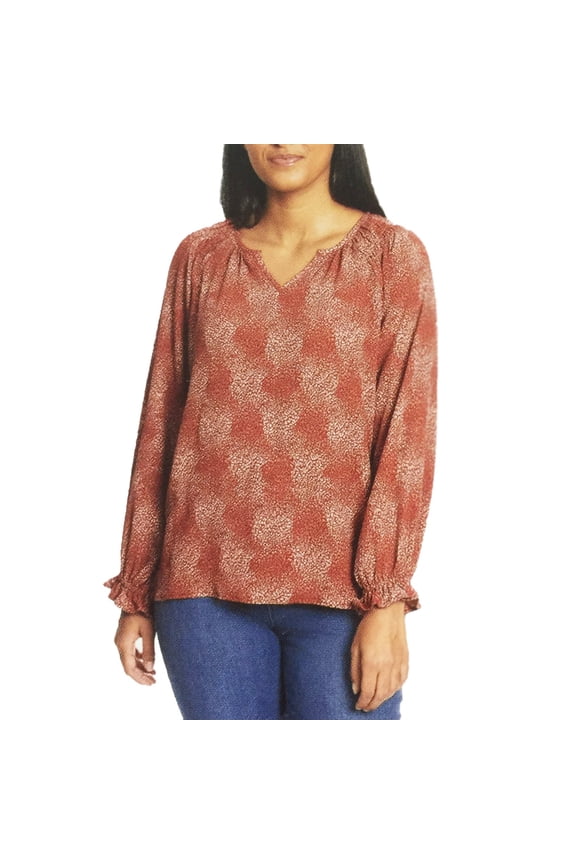 Women's Split Neck Print Blouse, Sizes S-XXL