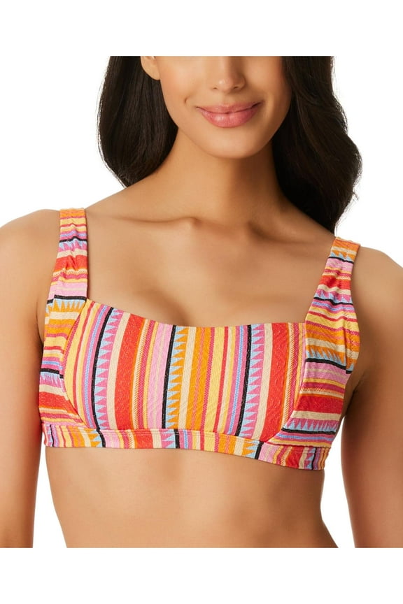 Womens Metallic Striped Bikini Swim top