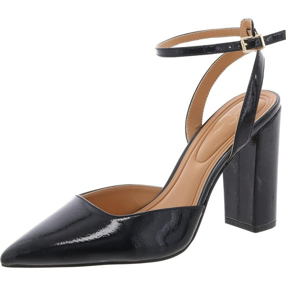 Jessica Simpson Womens Nazela Patent Block Heels Black 7.5 Medium (B,M)