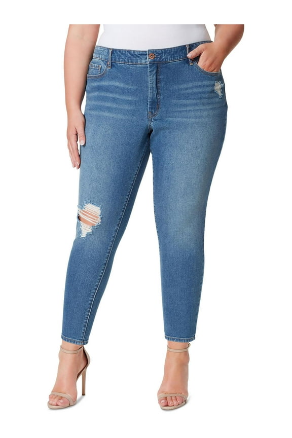 Womens Plus Adored High Rise Medium Wash Ankle Jeans