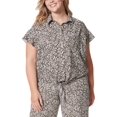 thumbnail image 1 of Jessica Simpson Womens Plus Floral Print Front Tie Button-Down Top, 1 of 1