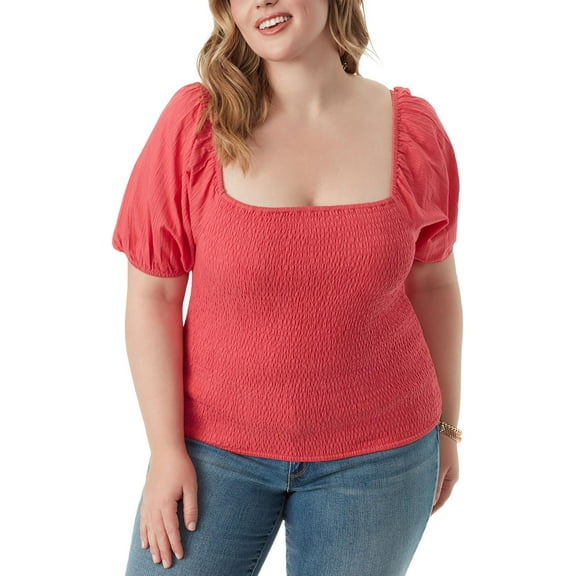 Jessica Simpson Womens Plus Smocked Summer Blouse