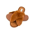 thumbnail image 1 of Jessica Simpson Womens Plush Cross Band Plush Memory Foam Slide Slipper, 1 of 9