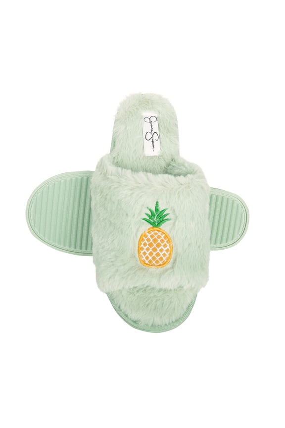Womens Plush Faux Fur Fuzzy Slide On Open Toe Slipper with Memory Foam
