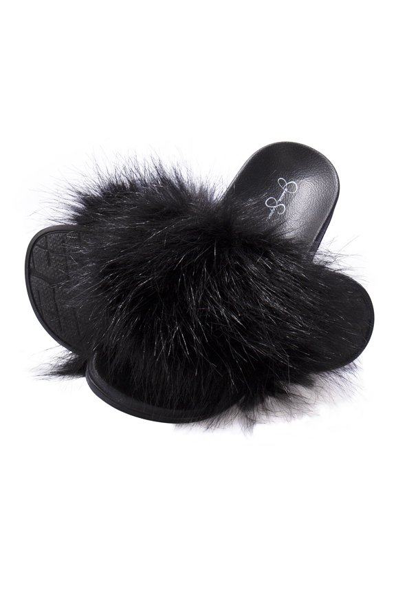 Womens Plush Slide On Open Toe Slipper with Memory Foam