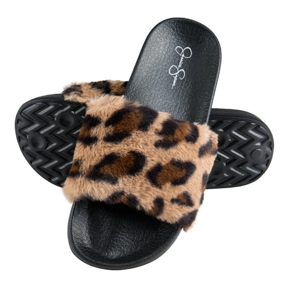 Jessica Simpson Womens Plush Slide On Open Toe Slipper with Memory Foam