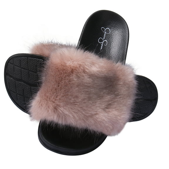 Jessica Simpson Womens Plush Slide On Open Toe Slipper with Memory Foam