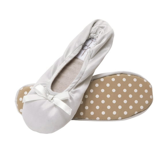 Jessica Simpson Womens Satin Ballerina Yoga Slipper with Bow