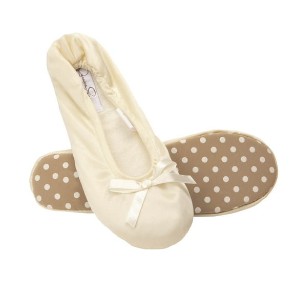 Jessica Simpson Womens Satin Ballerina Yoga Slipper with Bow