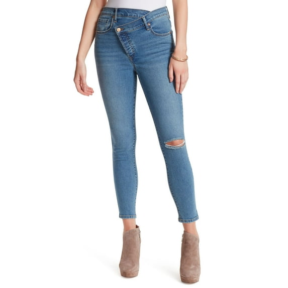 Jessica Simpson Womens Skinny Jean Asymmetric-Waist Stretch Blue 26