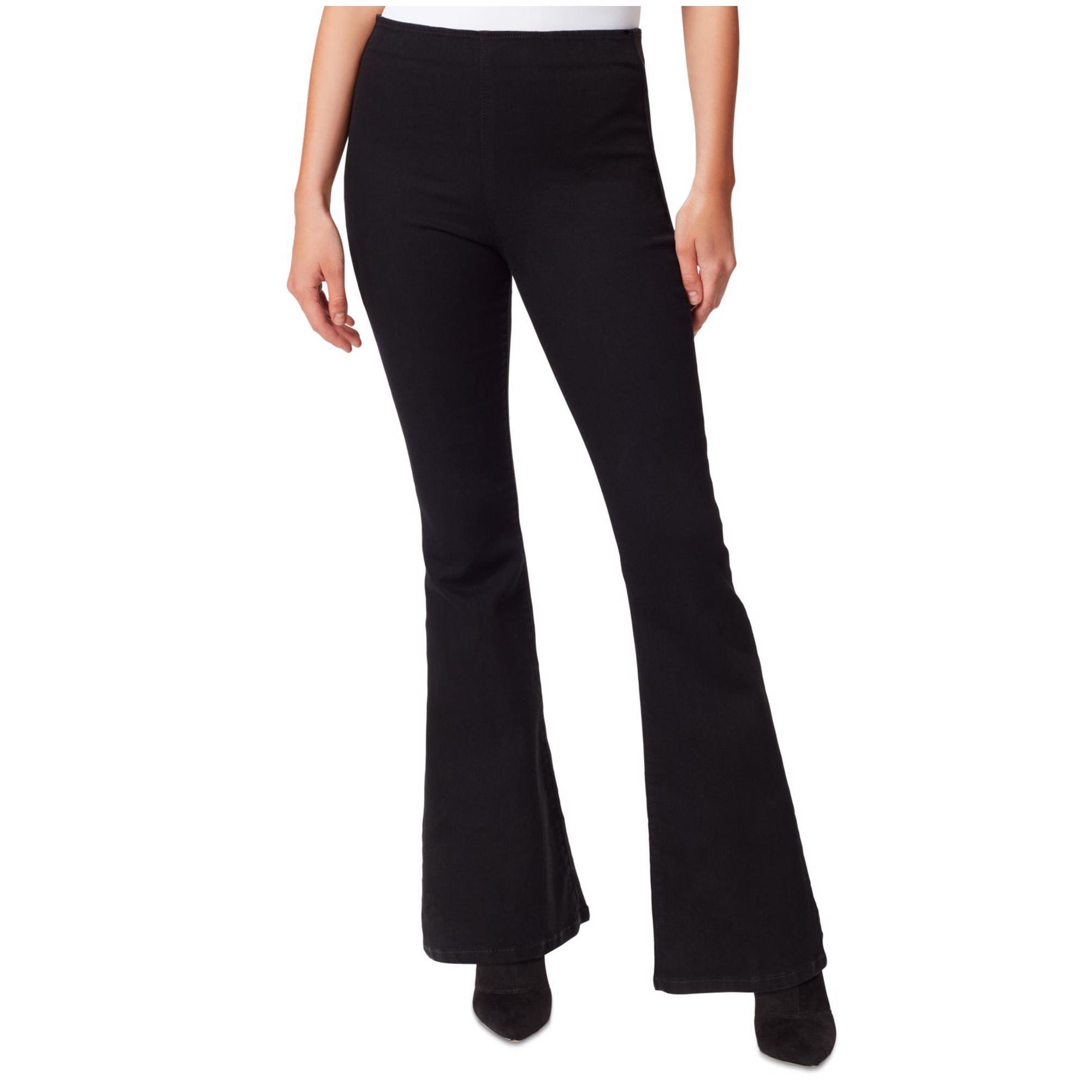 Jessica Simpson Womens Solid Pull On Flared Jeans, Black, 24