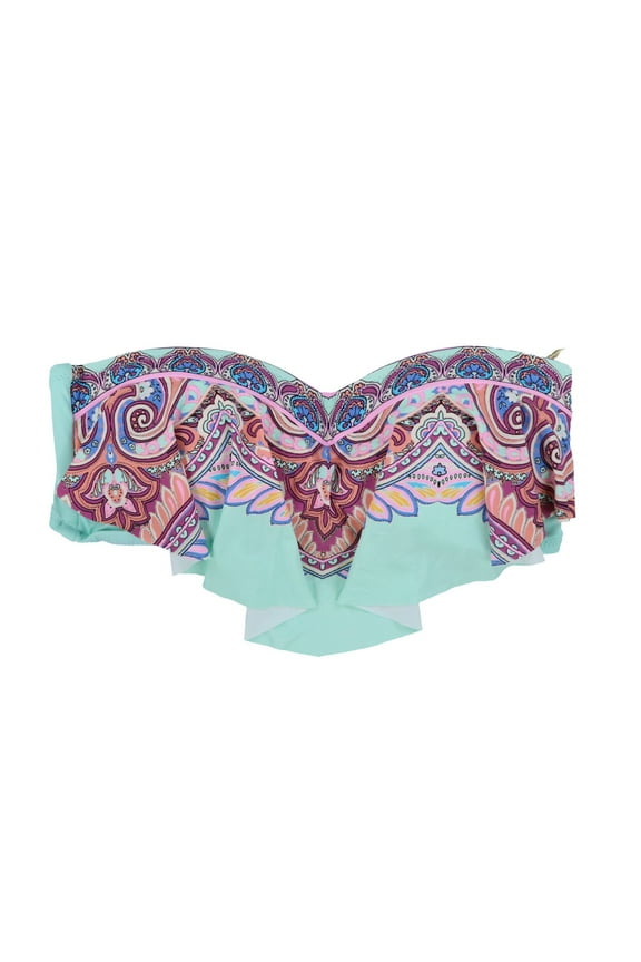 Womens Strapless Bandeau Swimsuit Top Blue M