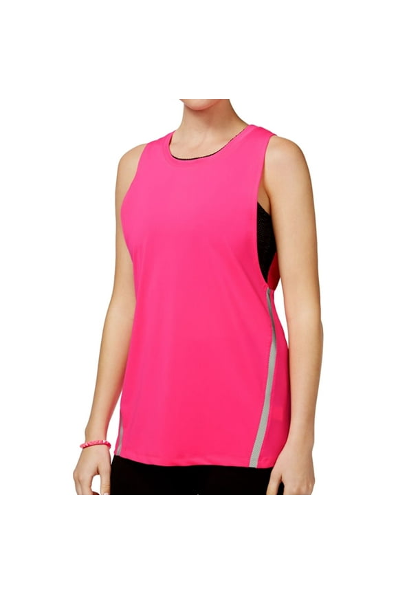 Womens The Warmup Layered Tank Top, Pink, Juniors, Small