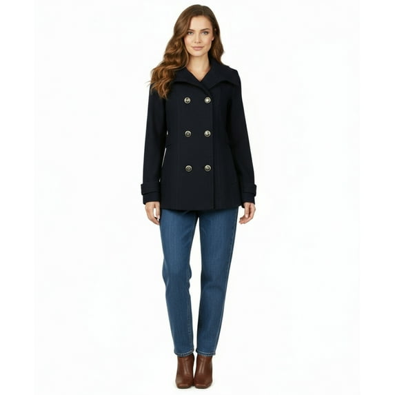 Jessica Simpson Womens Wool Blend Textured Pea Coat