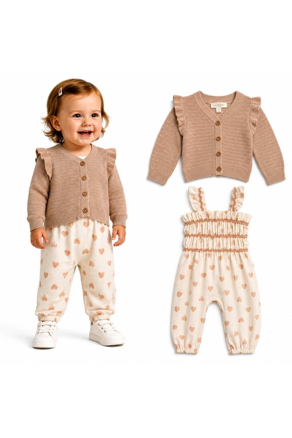 Baby Girls Clothing Set Cute Cardigan Sweater & Romper Jumpsuit Infant Outfit 2 Piece