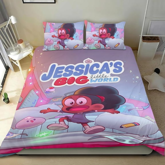 Jessica's Big Little World-themed Bed Sheet Set Three Piece Set Comfortable And Skin Friendly Unique Design Home Decor Gifts For Family Friends fans36x75Inches90cm*190cm