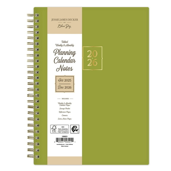 Jessie James Decker for Blue Sky Monthly Weekly Medium Planner (5.875" x 8.625") Limelight 15-Month October 2025 - December 2026
