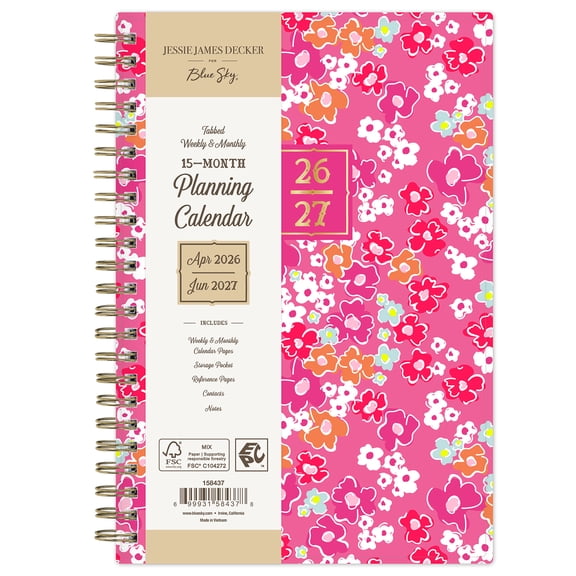Jessie James Decker for Blue Sky Monthly Weekly Planner, 5" x 8", Jess Pink 15-Month (April 2026 - June 2027)