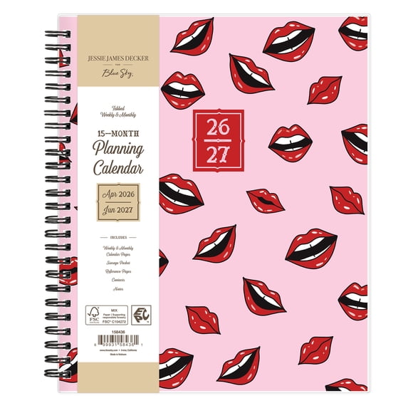 Jessie James Decker for Blue Sky Monthly Weekly Planner, 7" x 9", Lips Service 15-Month (April 2026 - June 2027)