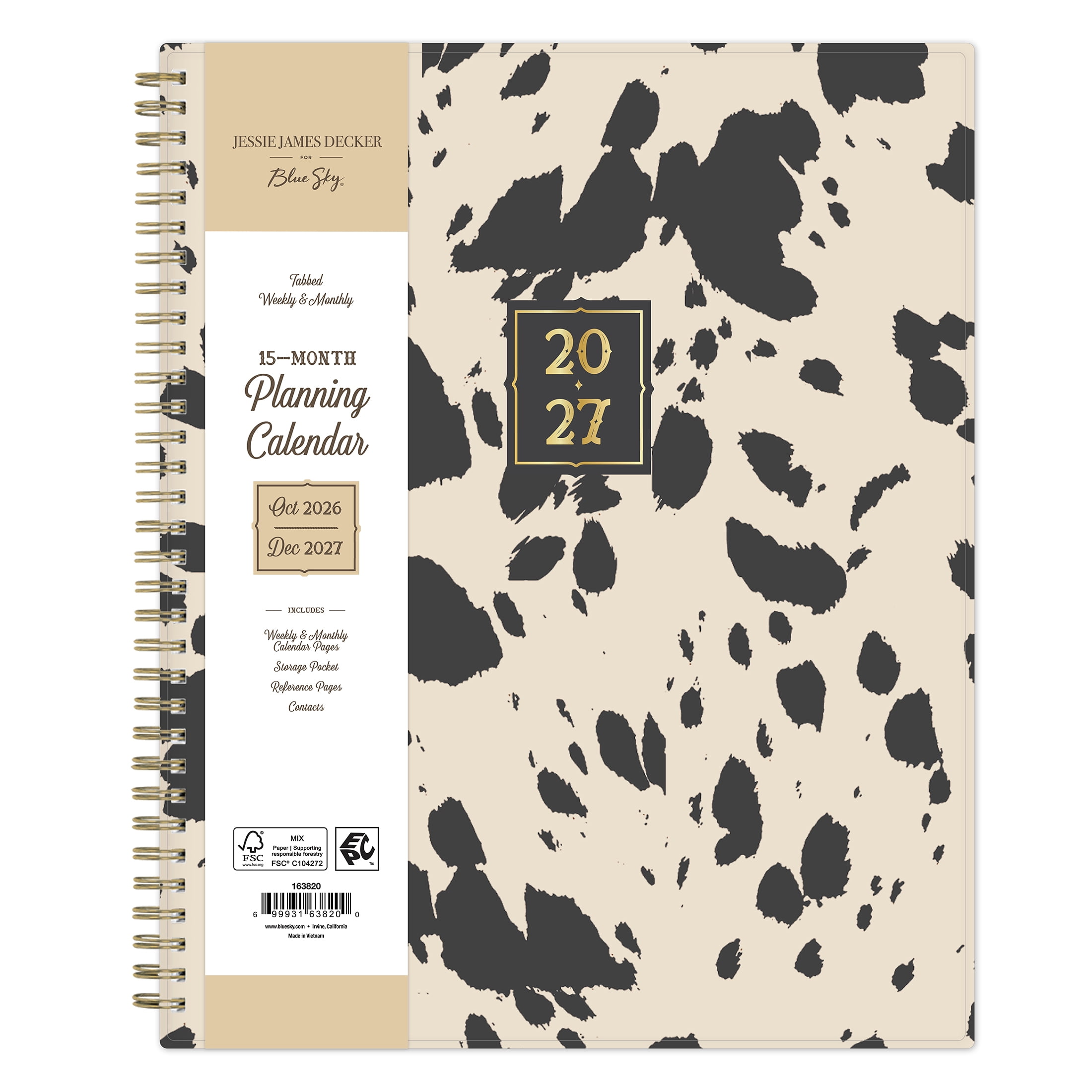 Jessie James Decker for Blue Sky Monthly Weekly Planner, 8.5" x 11", Cowhide 15-Month (October 2026 - December 2027)
