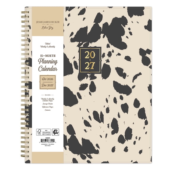 Jessie James Decker for Blue Sky Monthly Weekly Planner, 8.5" x 11", Cowhide 15-Month (October 2026 - December 2027)