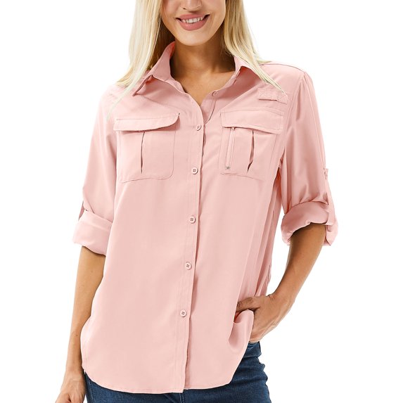 Jessie Kidden Long Sleeve Casual Shirts for Women Button Down Quick Dry Hiking Fishing Work Shirt UPF 50+ UV Sun Protection Summer Fall Tops