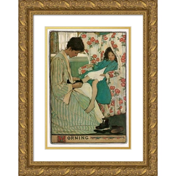 Jessie Willcox Smith 11x14 Gold Ornate Wood Frame and Double Matted Museum Art Print Titled - Morning (ca. 1861-1897)