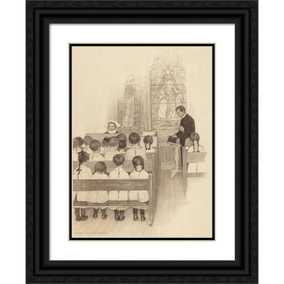 Jessie Willcox Smith 19x24 Black Ornate Framed Double Matted Museum Art Print Titled: Chapel Grace Church Nursery (1902)
