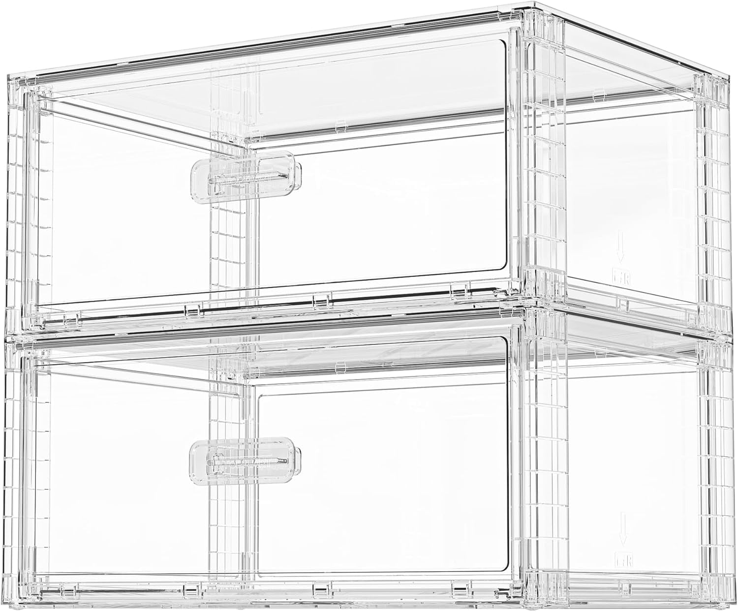 JessieMal 2 Pack Large Clear Stackable Storage Drawers 27QT, Easily Assemble Plastic Closet Storage Bins, Dust-Proof UnderBed Organizer for Clothing, Sweater Organization