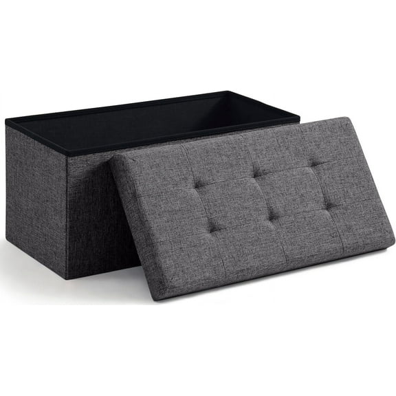 JessieMal 30 Inch Folding Storage Ottoman with Storage Bench, Large Storage Ottoman Bench, Storage Chest, Foot Rest Stool, Bedroom Bench with Storage - (Dark Gray)