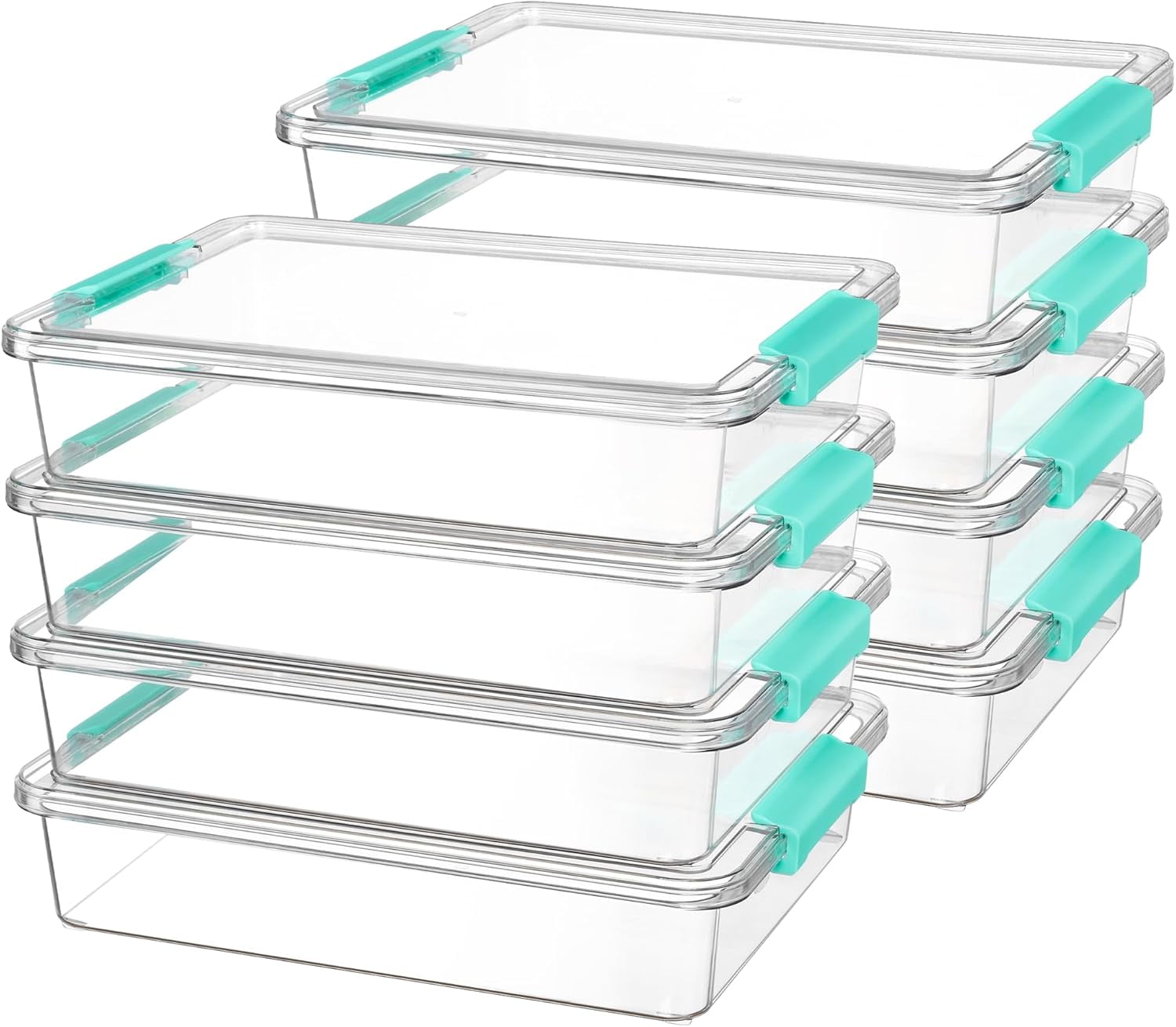JessieMal 6 Qt Plastic Storage Bins with Lids, Clear Sensory Bins, Arts Crafts Organizers and Storage, Stackable Containers for Home Office and School Supplies, 8 Pack