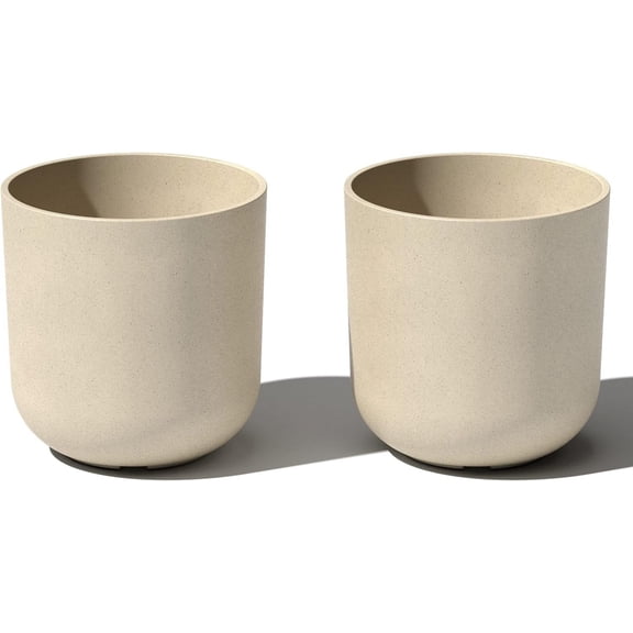 JessieMal Mason Series Lima Planter - Round Planter for Indoor or Outdoor Porch/Garden | Made from Plastic-Stone Composite with Drainage Holes | Modern Dcor for Succulents, Flowers, Small Plants