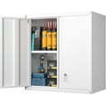 thumbnail image 1 of JessieMal Metal Wall Cabinet, Wall Mounted Storage Cabinet with Lock for Garage Storage, White Floating Cabinet with Doors and Adjustable Shelf for Utility Room, 1 of 8