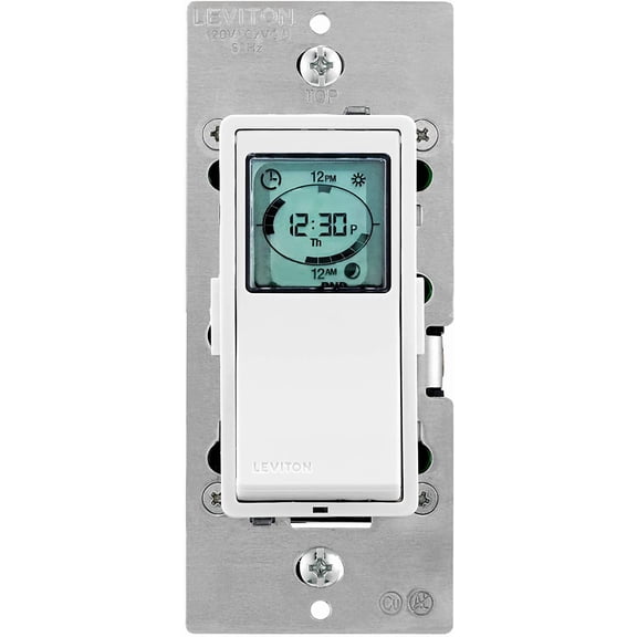 JessieMal Programmable and Astronomical Timer Switch for Lights and Motor Loads, Neutral Wire Required, Single Pole or 3-Way, VPT24-1PZ, White with Ivory and Light Almond Faceplates