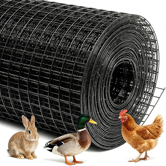 JessieMalBlack Hardware Cloth 1/2inch 48inx100ft Vinyl Coated Chicken Wire Fence PVC Rust Resistant Welded Mesh Roll for Vegetable/Garden/Plants/Gutter Guards/Poultry Wire