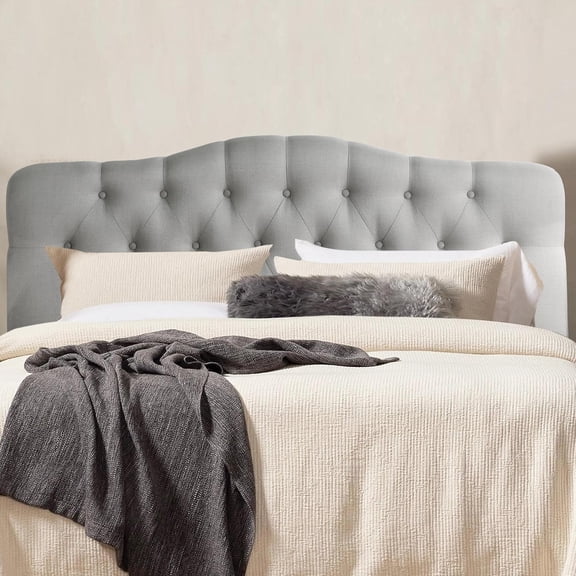 JessieMalDarax Linen Upholstered Headboard-Modern-Adjustable Height-Button Tufting,Full,Textile Gray